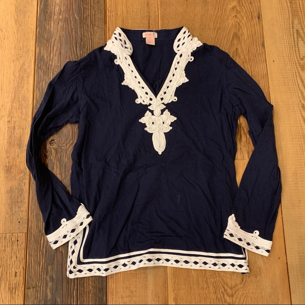 Pink Pineapple navy long sleeve top Small
